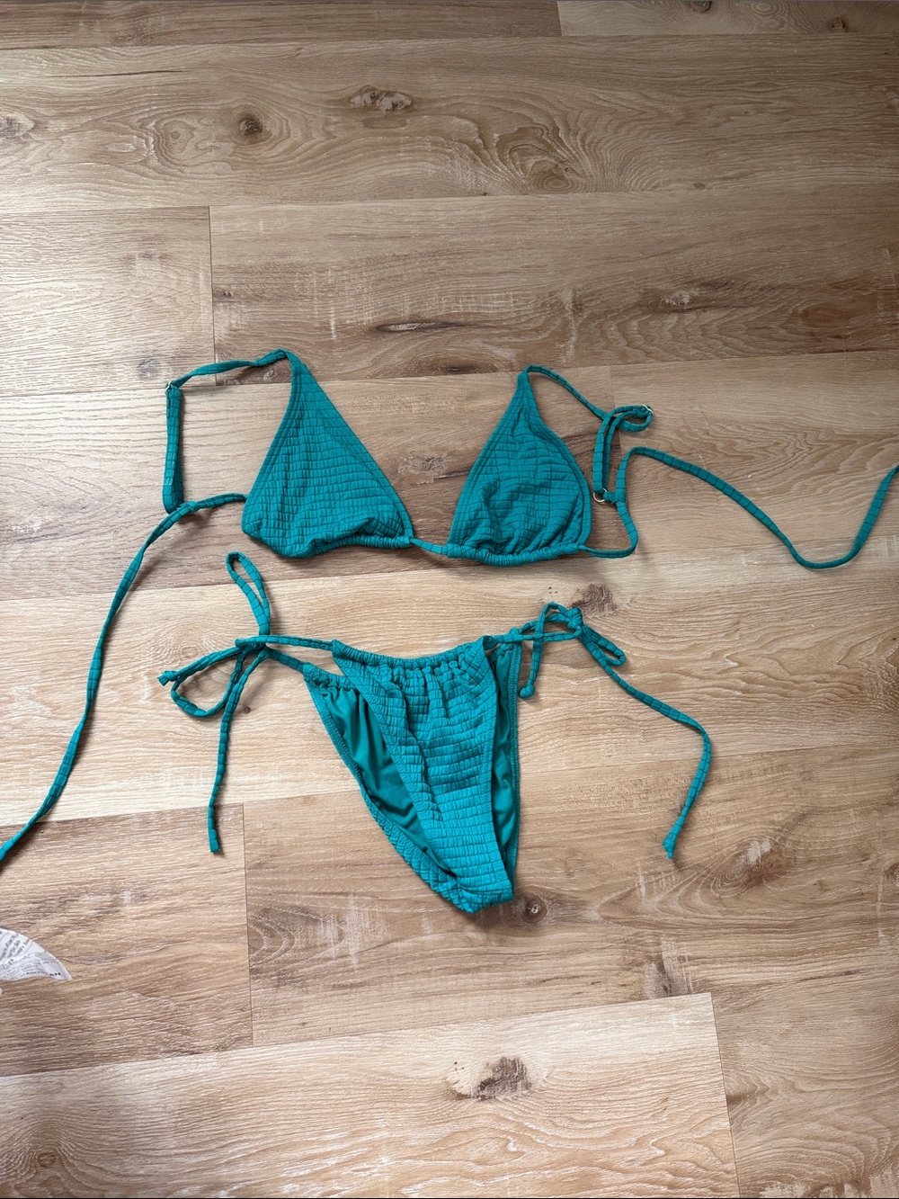 Billabong Teal Textured Tie-Side Bikini